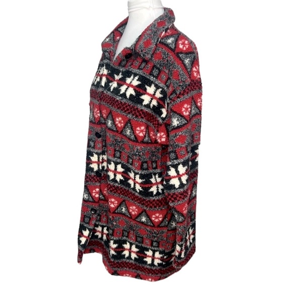 Palmetto’s Printed Shirt Jacket Red - Picture 3 of 4